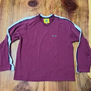 Unif Men's Sweatshirt L Pullover V neck Cotton Knit Long Sleeve Stripe I3-25